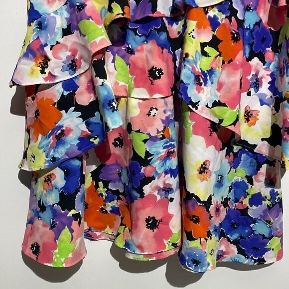 Lauren Ralph Lauren Women's Multicolor Polyester Floral Layered Skirt Size 8 - Picture 2 of 9